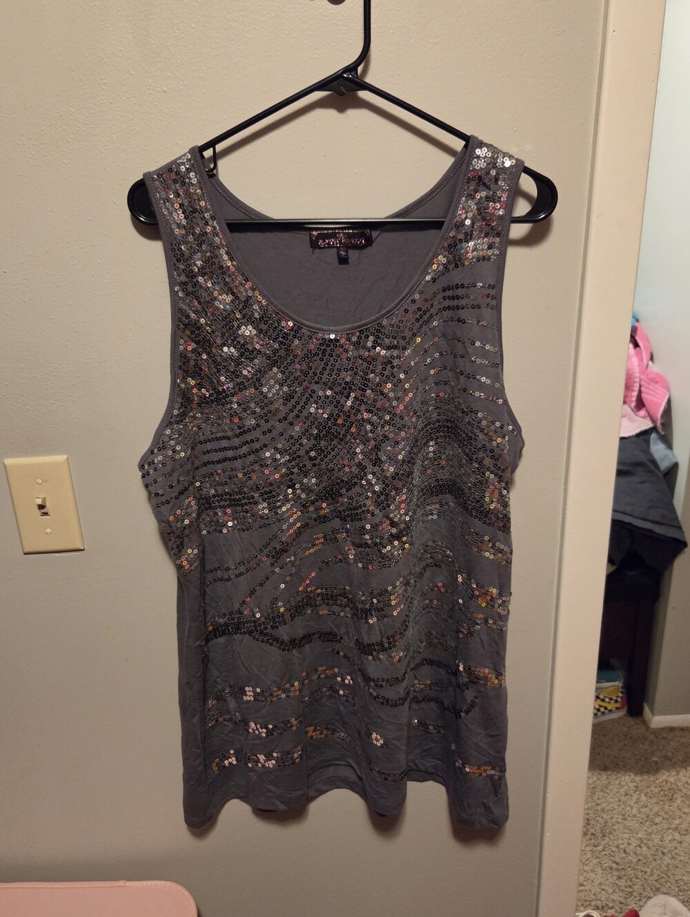 Almost Famous Gray Sequin Tank Top